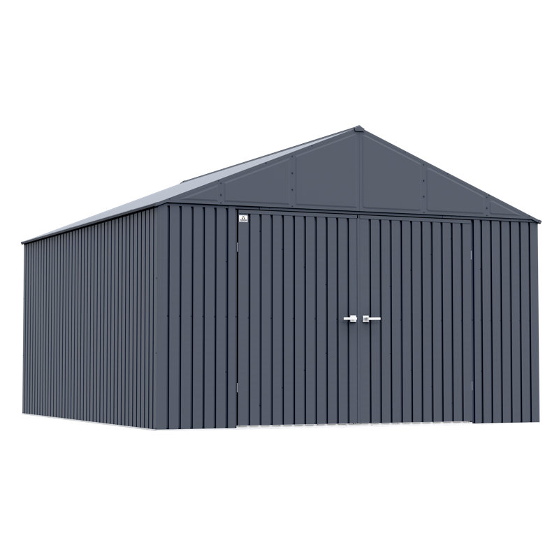 Arrow Elite 12 ft. W x 14 ft. D Galvanized Steel Storage Shed, Anthracite