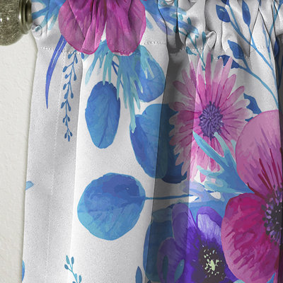 Purple Pansie and Other Blossoming Flowers - Abstract Blackout Curtain Single Panel