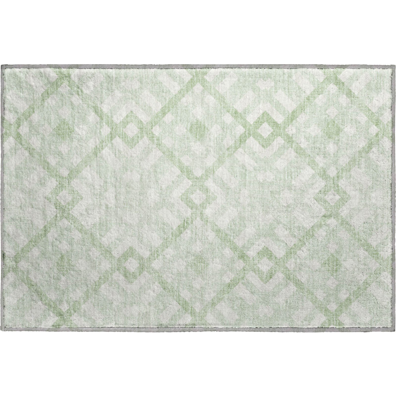 Premium Machine Washable Mayfield AMF616 Geometric Rug, Mint, 1'8" x 2'6"