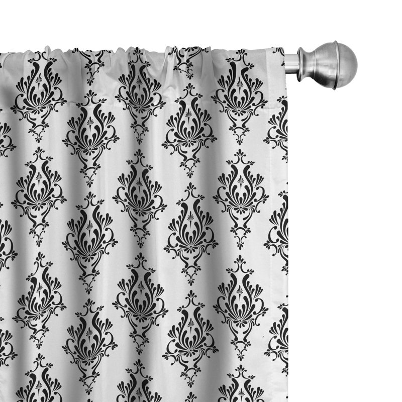 Damask Semi-Sheer Rod Pocket Curtain Panels, 28" x 63"