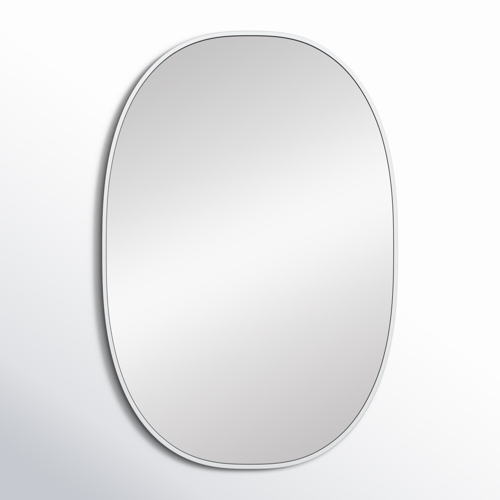 Sabine Metal Curved Oval Wall Mirror, 40" x 27", Silver
