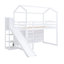 Lit mezzanine simple en bois avec glissoire, tablettes de rangement et lumière-1758968683