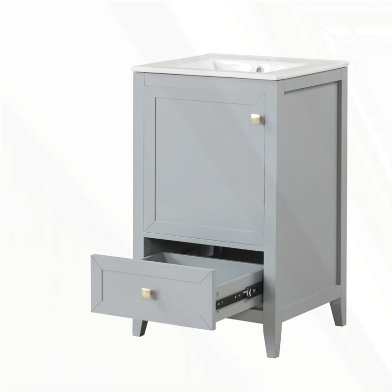 Meuble-lavabo de 20 po avec lavabo, Gris