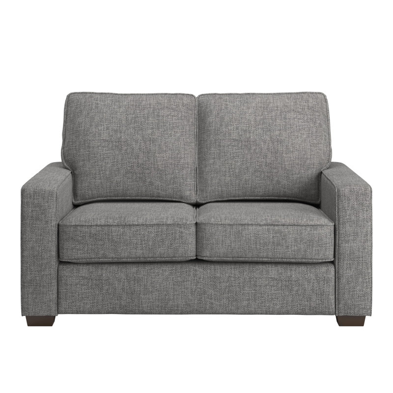 Causeuse à accoudoirs carrés rembourrés en tissu moderne Beale, Tissé gris
