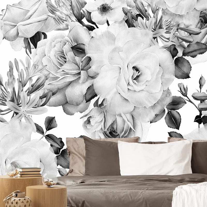 Murale fleurs roses, L 66 po x l 96 po