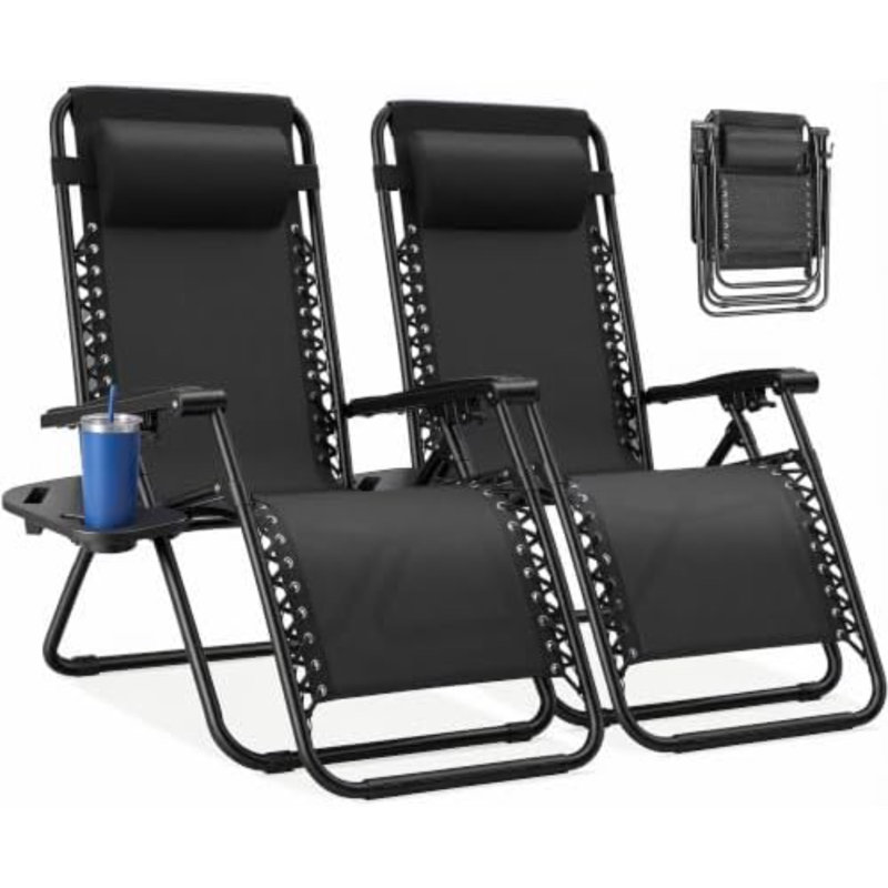 Ensemble de 2 fauteuils inclinables Zero Gravity, Noir