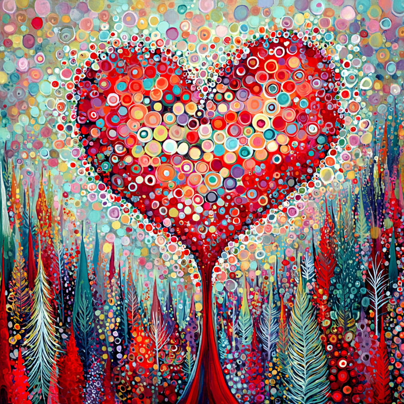 Heart Forest Bloom Wrapped Canvas Wall Art, 40"W x 40"H x 1.5"D