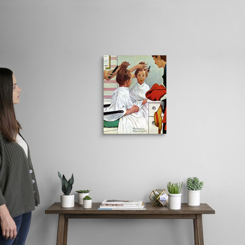 Norman Rockwell, premier voyage à la boutique de beauté, toile, H 20 po x l 16 po x P 1,25 po, Toile tendue