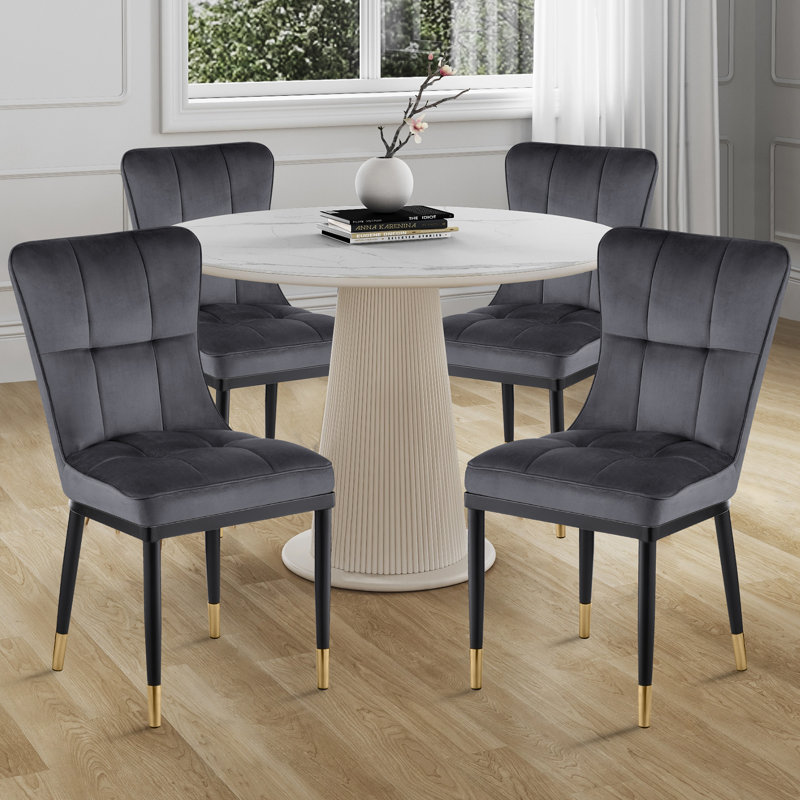 Chaise Parsons rembourrée et revêtue de velours, gris