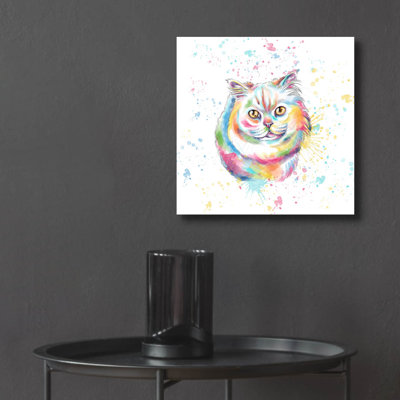 Art mural en verre acrylique Epic Art «Colorful Watercolor Persian» par Furbaby