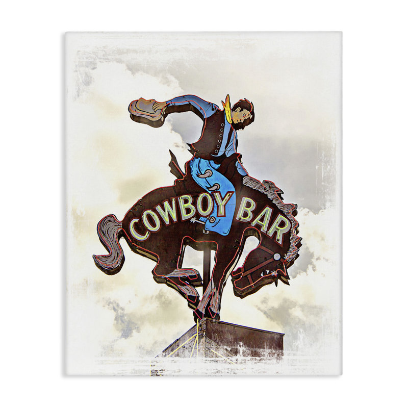 «Cowboy Bar Sign», art mural par Jadei, H 20 po x l 16 po