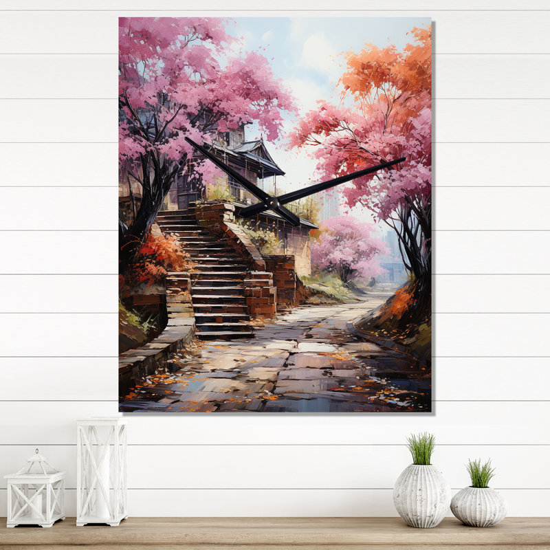 Horloge murale florale Japon Art, Médium