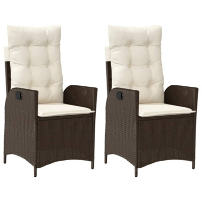 Red Barrel Studio® 2 chaises de patio inclinables avec coussins en poly rotin