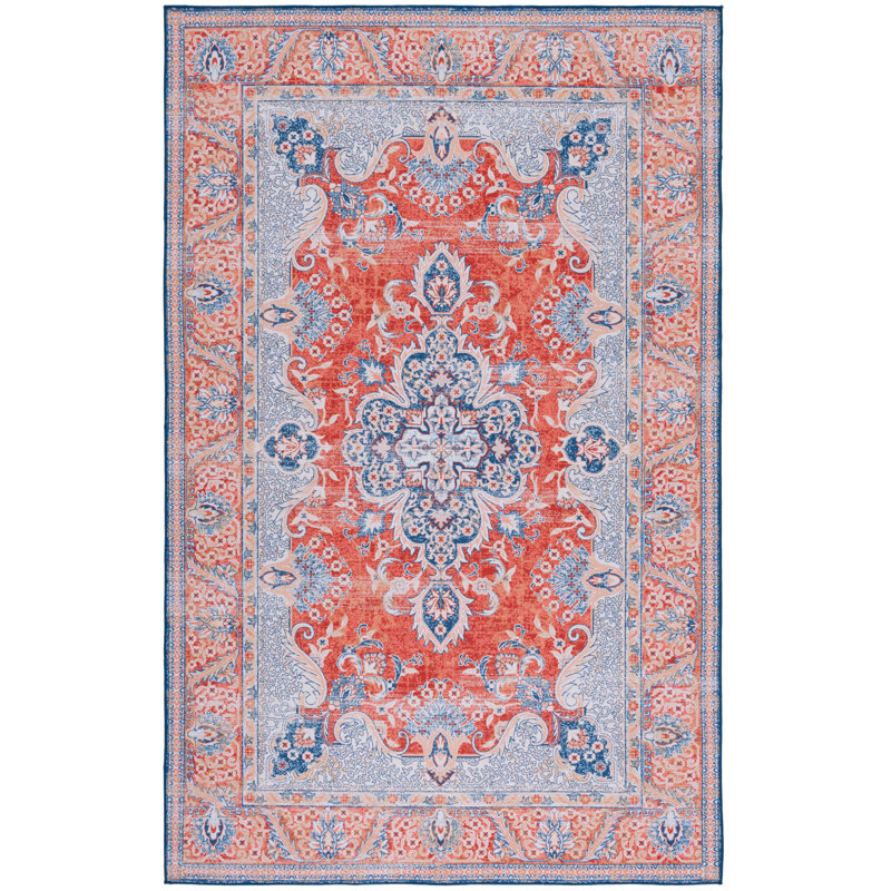 Tapis oriental rouille / bleu, Rectangle 6 pi x 9 pi