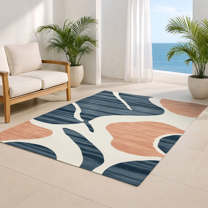Tapis intérieur et extérieur bleu Watercolor, Rectangulaire 2 pi x 3 pi