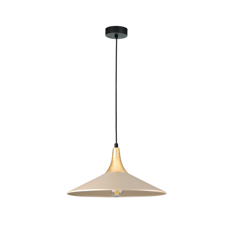 1 - Light Matte Black Dome Pendant, Gold/Latte