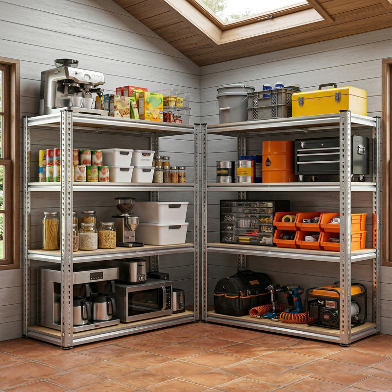 Tablettes de rangement réglables en métal de 40 po pour garde-manger, garage, sous-sol, entrepôt, assemblage facile, Silver