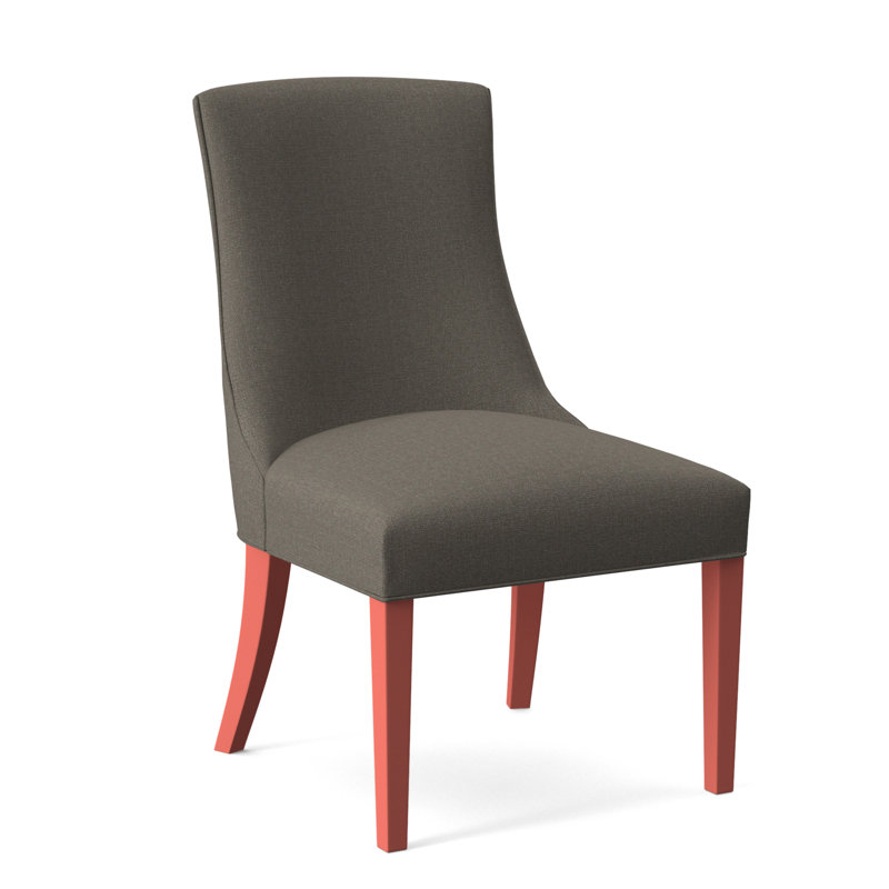 Tuxedo Slipper Dining Chair, Gray Sugar Performance; 0863-84, Brass Finish