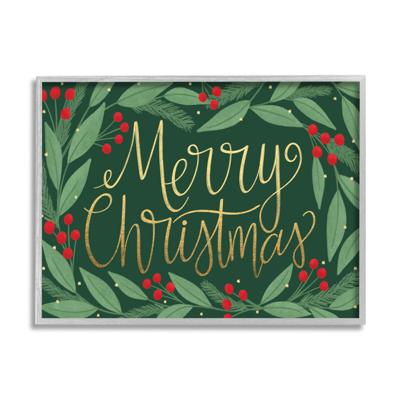 «Merry Christmas Festive Sentiment Chic Holiday», Holly Gray Farmhouse, Estampe numérique Farmhouse, H 20 po x l 16 po