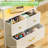 Nightstand with Charging Station and LED Lights, End Table with 3 Drawers and Shelf, White Dresser Landri