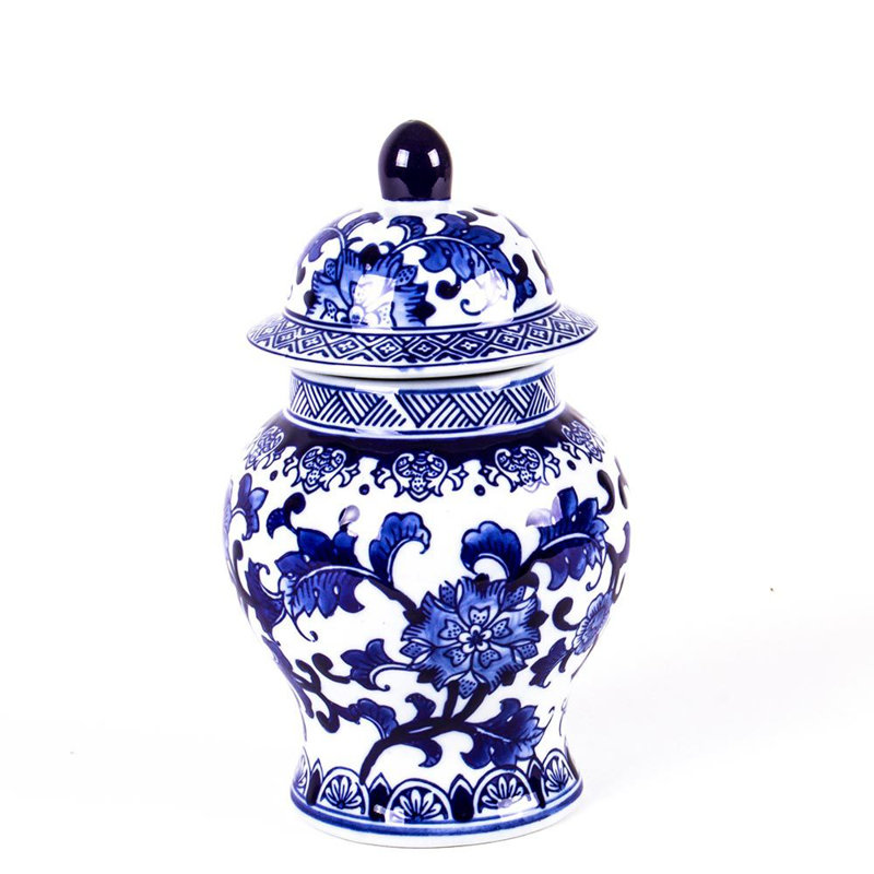 Pot en gingembre bleu en porcelaine, H 8,5 po x l 4,5 po x P 4,5 po