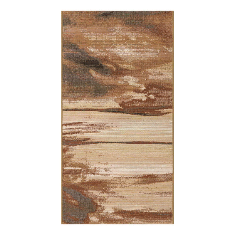 Tapis intérieur / extérieur brun Skylar, Tapis de couloir 2 pi 7 po x 5 pi 3 po