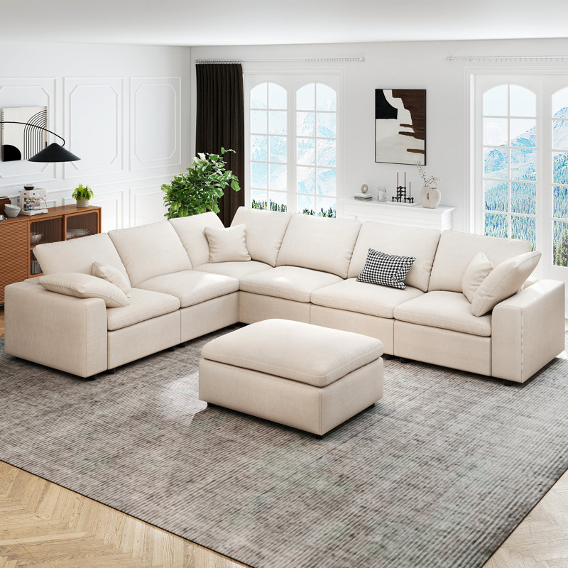Canapé modulaire surdimensionné à 7 places Latitude Run Latitude Run, Chenille beige