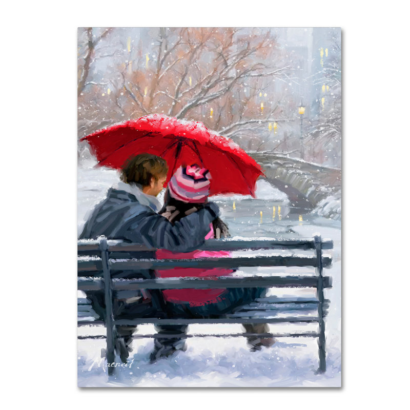 «Couple on Bench» par Armand, reproduction sur toile, H 19 po x l 14 po x P 2 po