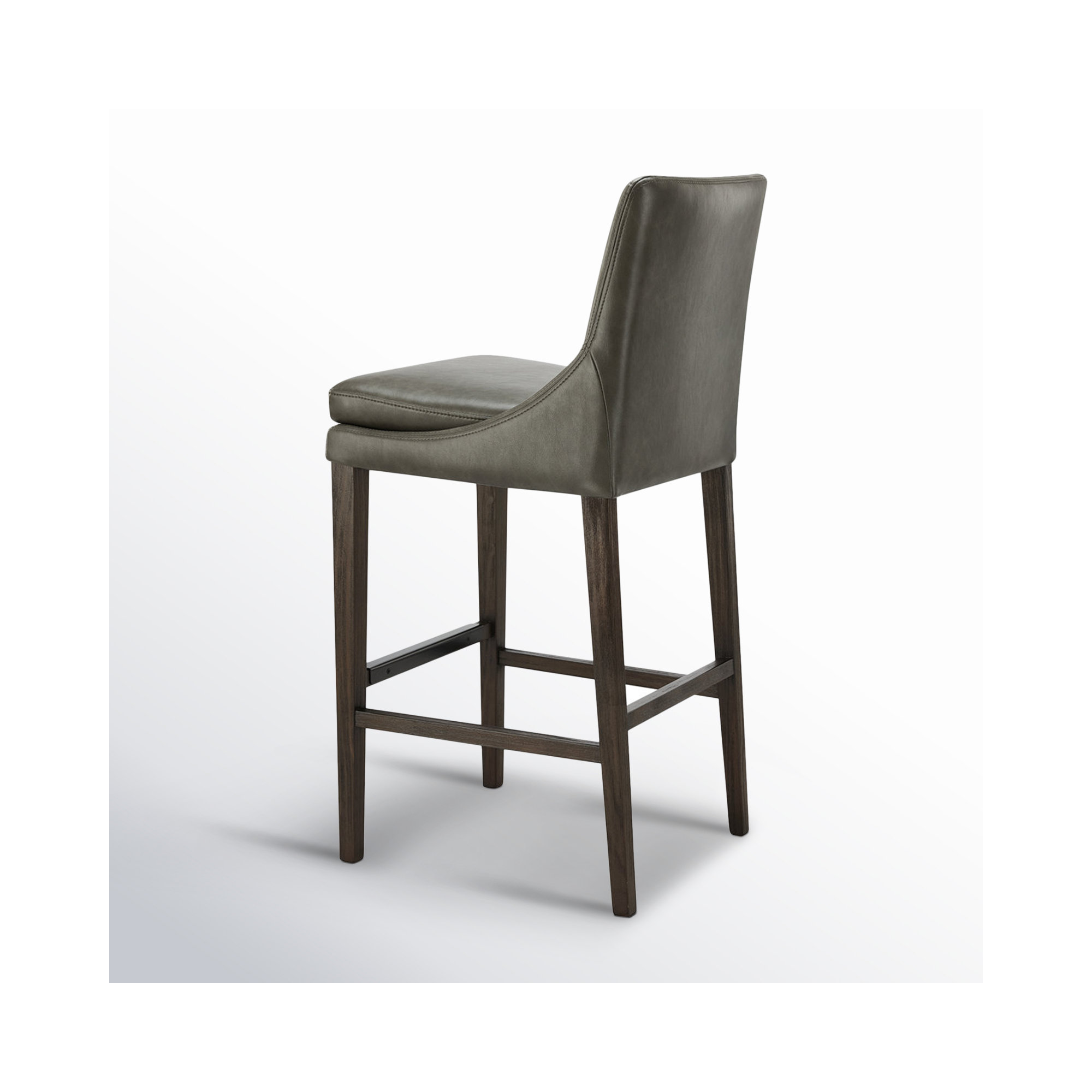 Niara Upholstered Leather Counter & Bar Stool, Bar Stool (30” Seat Height), Copley Slate Faux Leather/Brown