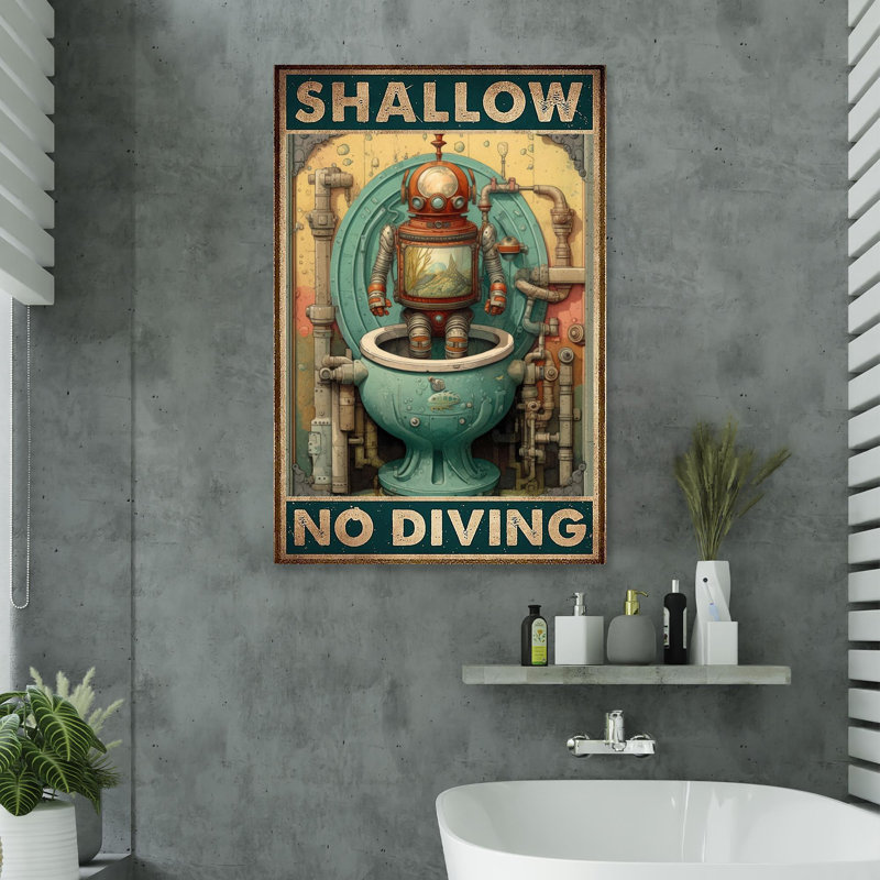 Shallow No Diving - 1 Piece Rectangle Graphic Art Print On Wrapped Canvas, H 36 po x l 24 po x P 1,25 po