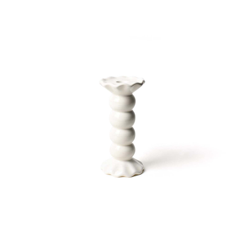 Signature White Medium Ruffle Knobbed Candle Holder