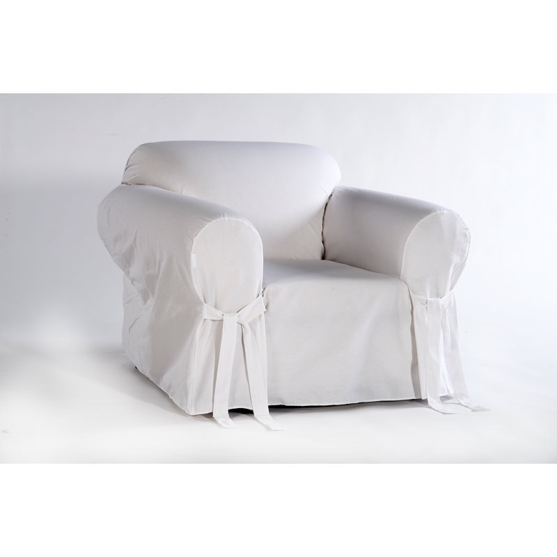 Housse pour fauteuil à coussins carrés / rectangulaires, Mélange de coton blanc