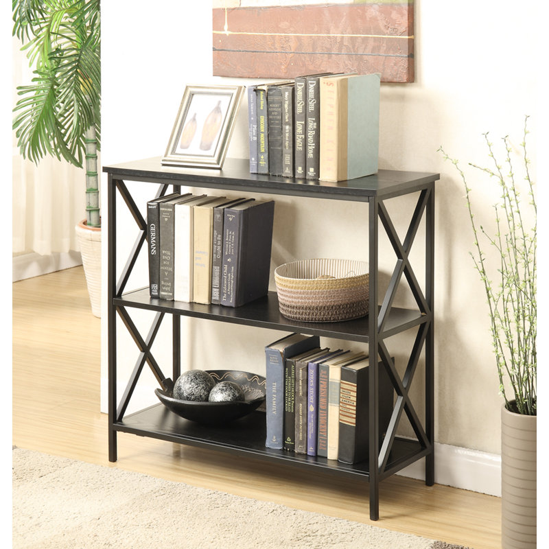 Ariyana Etagere Bookcase, (3 Shelves) 29" H x 32" W x 12" D, Black