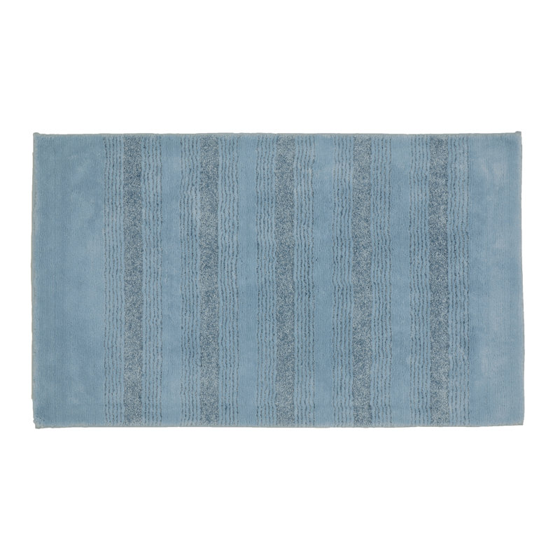 Tapis pour salle de bain en nylon avec envers antidérapant Maaza, L 22 po x L 60 po, Bleu bassin