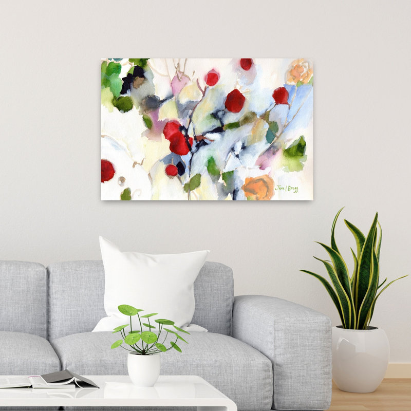 Contemporary Art Abstract Contemporary Rose Bush Landscape Nature Wall Art by Janel Bragg - Wrapped Canvas Print