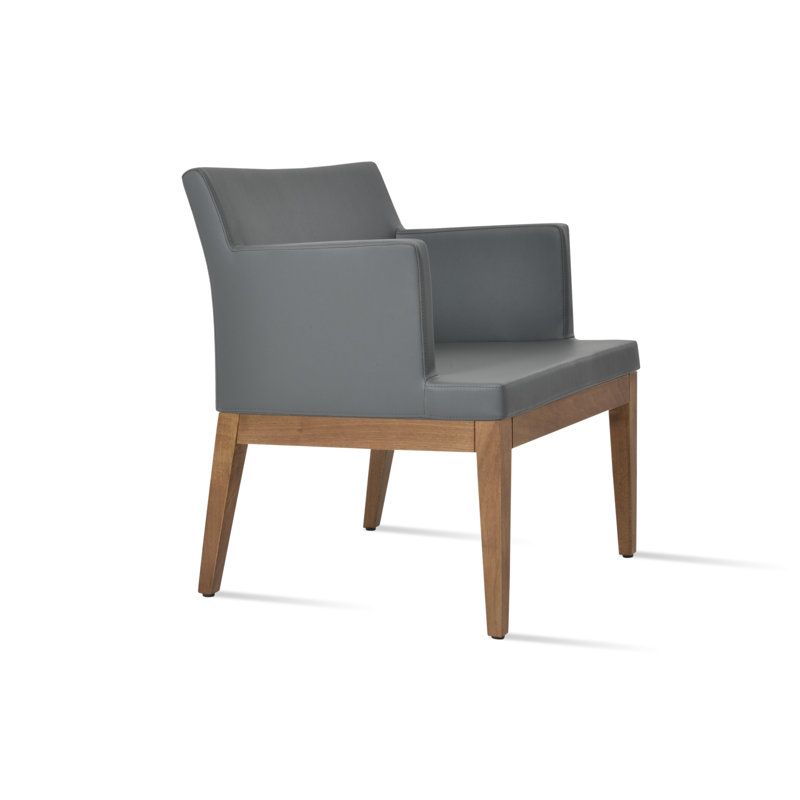 Soho Wood Lounge Armchair, Gray Faux Leather