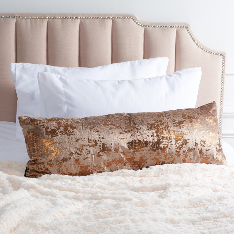Abstract Cotton Blend Reversible Throw Pillow, Brown/Copper, 12" x 36"