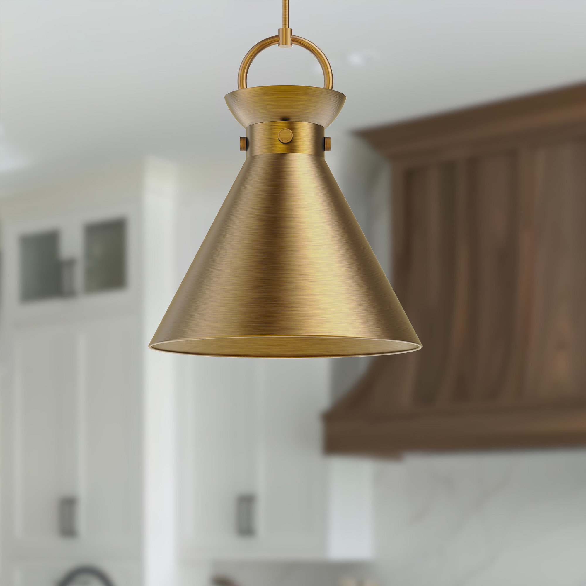Tiney Single Light Metal Steel Pendant, 21.75" H x 18" W x 18" D, Aged Gold, Gold