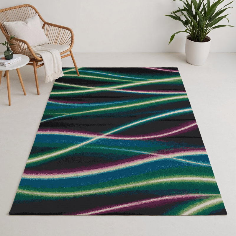 Nature Purple Indoor and Outdoor Area Rug, Rectangle 9' x 12'