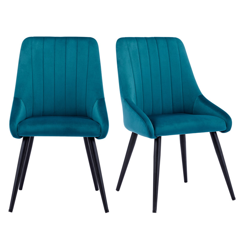 48cm H Tufted Velvet Upholstered Side Chair, Atrovirens
