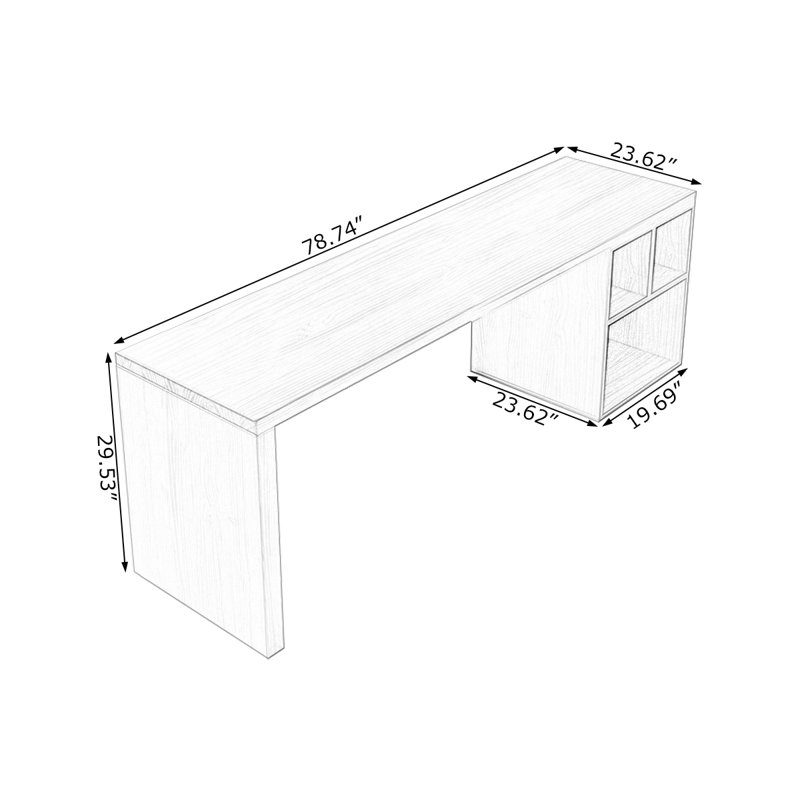 Bureau rectangulaire en bois massif Burlywood, H 29,53 po x l 78,74 po x P 23,62 po