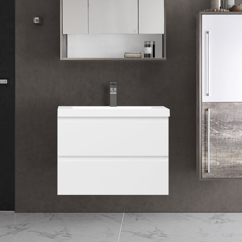 Meuble-lavabo simple 29,5 po avec comptoir Baileigh, Blanc