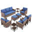 Ensemble de conversation d'extérieur en osier 9 pièces avec fauteuils et chaises pivotantes Coady-1331711792-1331711797