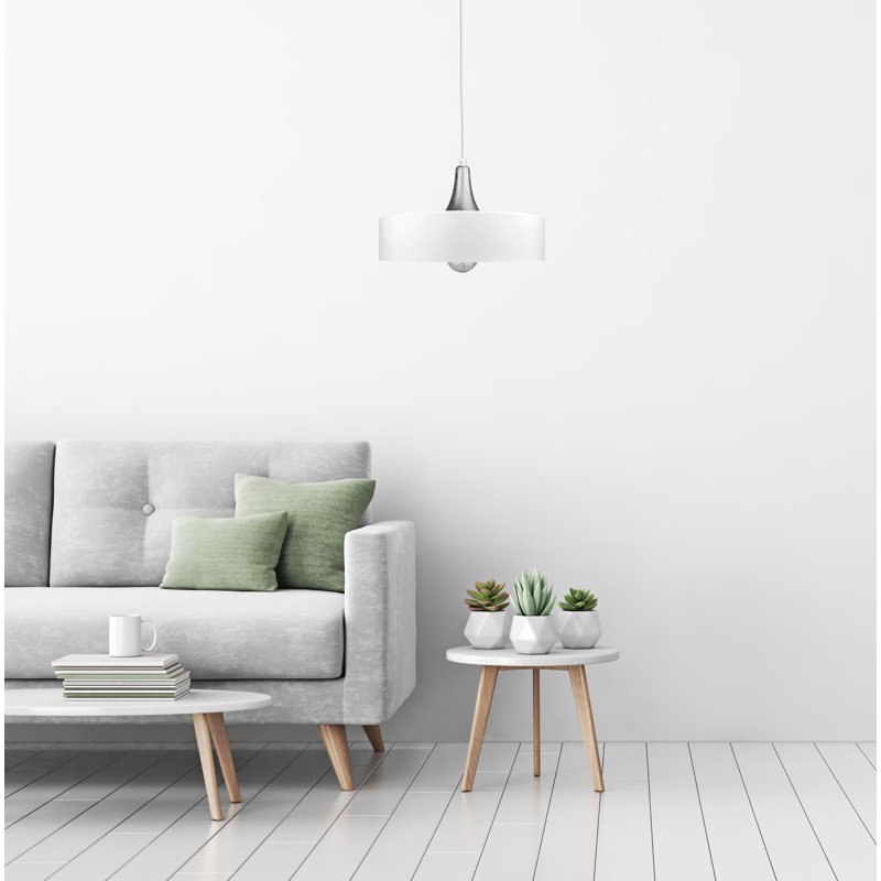Cajigas 1 - Light Drum Pendant, White/Silver