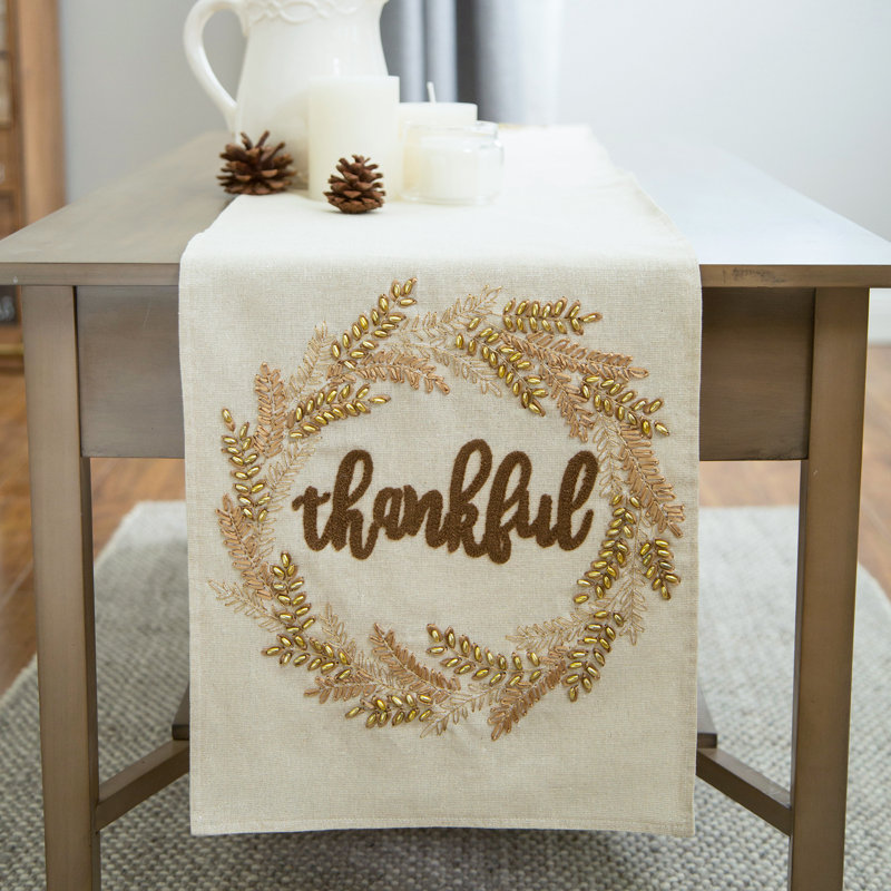 Cielito Embroidered Thanksgiving Table Runner