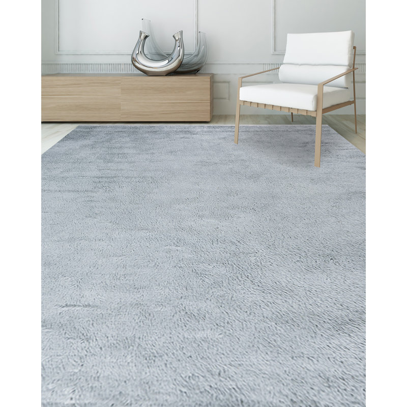 Wool Area Rug in Light Blue, Rectangle 9' x 12'