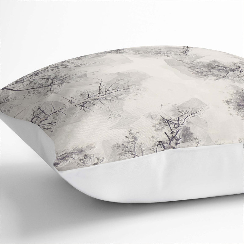 Tree Tops in Winter Cushion with Filling, White, 55cm H x 55cm W x 20cm D