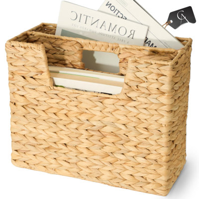 Panier de rangement en osier tissé à la main, organisateur de bac de rangement pour dossiers, livres, journaux, documents