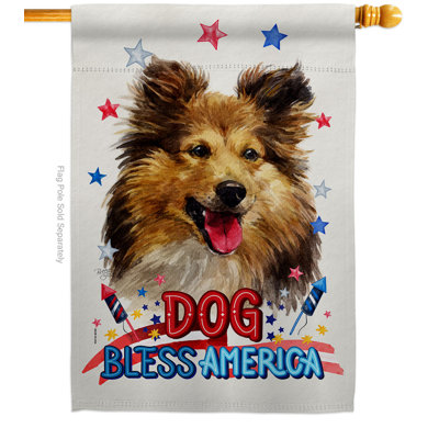 Drapeau de maison Patriotic Shetland Sheepdog 2 faces Polyester 40 x 28 pi