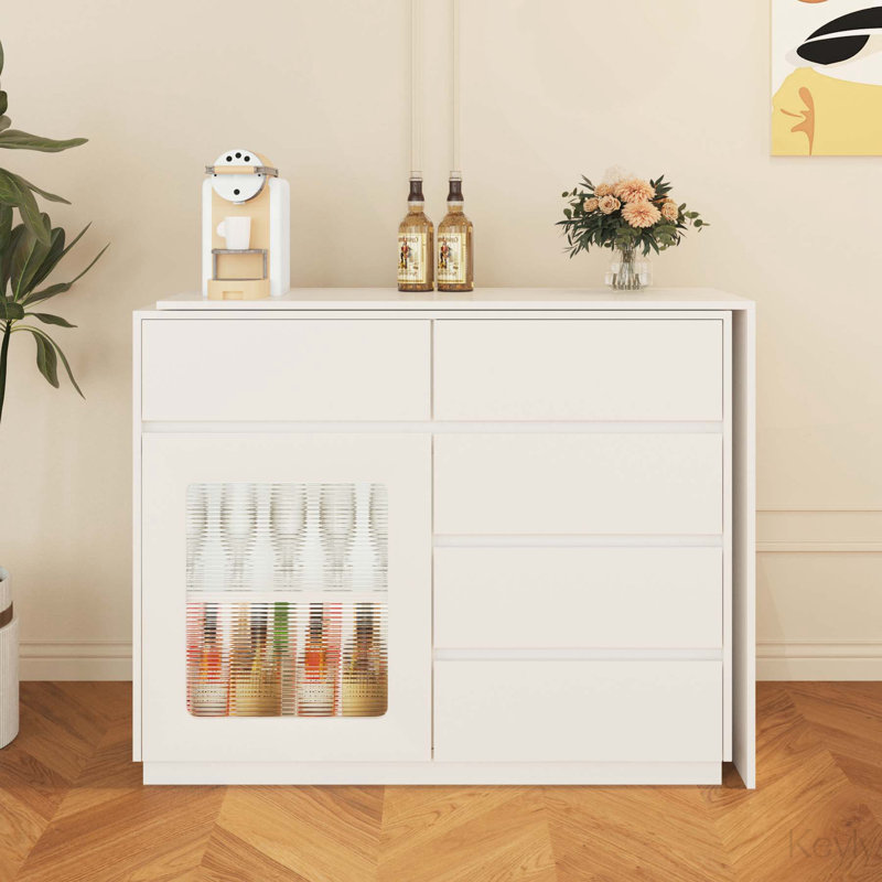 Buffet extensible de 44 à 85 po avec lumières DEL et tiroirs